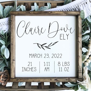 Birth Stat Sign | Birth Announcement Sign | Baby Birth Stats Sign | Nursery Decor | Baby Announcement Sign | Newborn Gift  TRN09