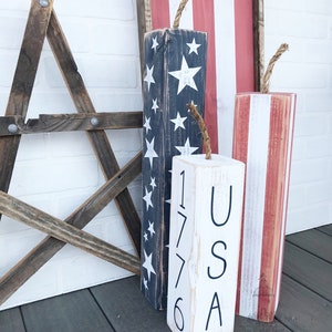 Wooden Firecrackers | Wood Firecrackers | Patriotic Front Porch Decor | American Flag Sign | 4th of July Decor | Porch Flag Sign |  TRN23