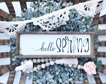 hello SPRING Wooden Sign | Hello Spring Sign | Spring Sign | Spring Decor | Easter Decor | Seasonal Sign