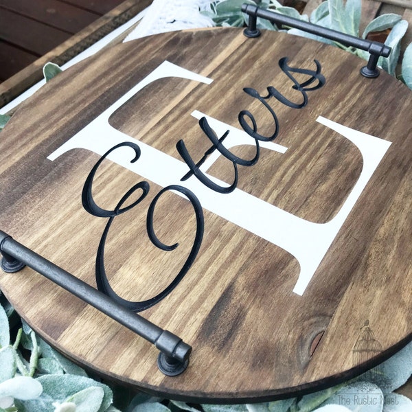 Personalized Wood Serving Tray: Engraved Family Name