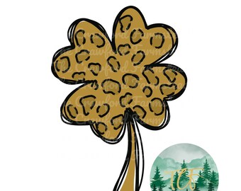 tshirt design, handmade gift digital design, St. Patrick's Day sublimation file, 4 Leaf Clover PNG, Lucky PNG, Leopard Print png, St. Patty