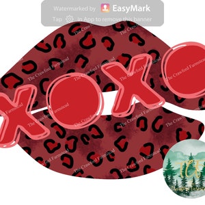 Tshirt Design, handgemachtes Geschenk digitales Design, Valentinstag Digitale Datei, Valentines PNG, Rote Lippen Datei, Leopard Lippen Datei, XOXO Sublimationsdatei