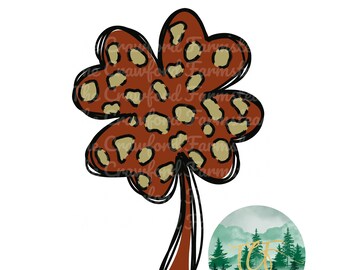 tshirt design, handmade gift digital design, St. Patrick's Day sublimation file, 4 Leaf Clover PNG, Lucky PNG, Leopard Print PNG, St. Patty