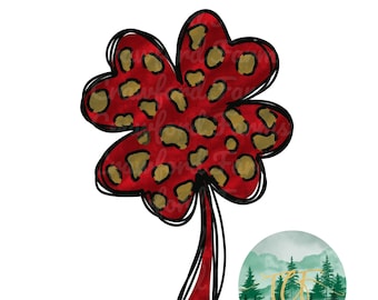 design de camiseta, design digital de presente feito à mão, arquivo de sublimação do Dia de São Patrício, 4 Leaf Clover PNG, Lucky PNG, Leopard Print PNG, St.