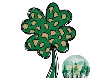 tshirt design, handmade gift digital design, St. Patrick's Day sublimation file, 4 Leaf Clover PNG, Lucky PNG, Leopard Print PNG, St. Patty