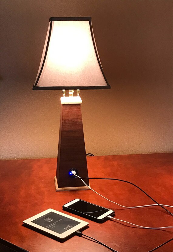 Handcrafted Dual Usb Charging Lamps Night Stand Table Etsy