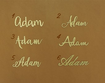 Laser cut gold place names made from plywood - set of 10 table names