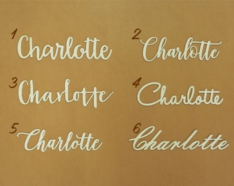 Lasergesneden plaatsnamen gemaakt van multiplex - set van 10 tafelnamen