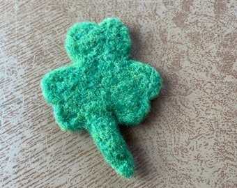 Needle Felt Shamrock, Felted Clover Leaf, St. Patrick's Day Shamrock, Felted Lucky Charm