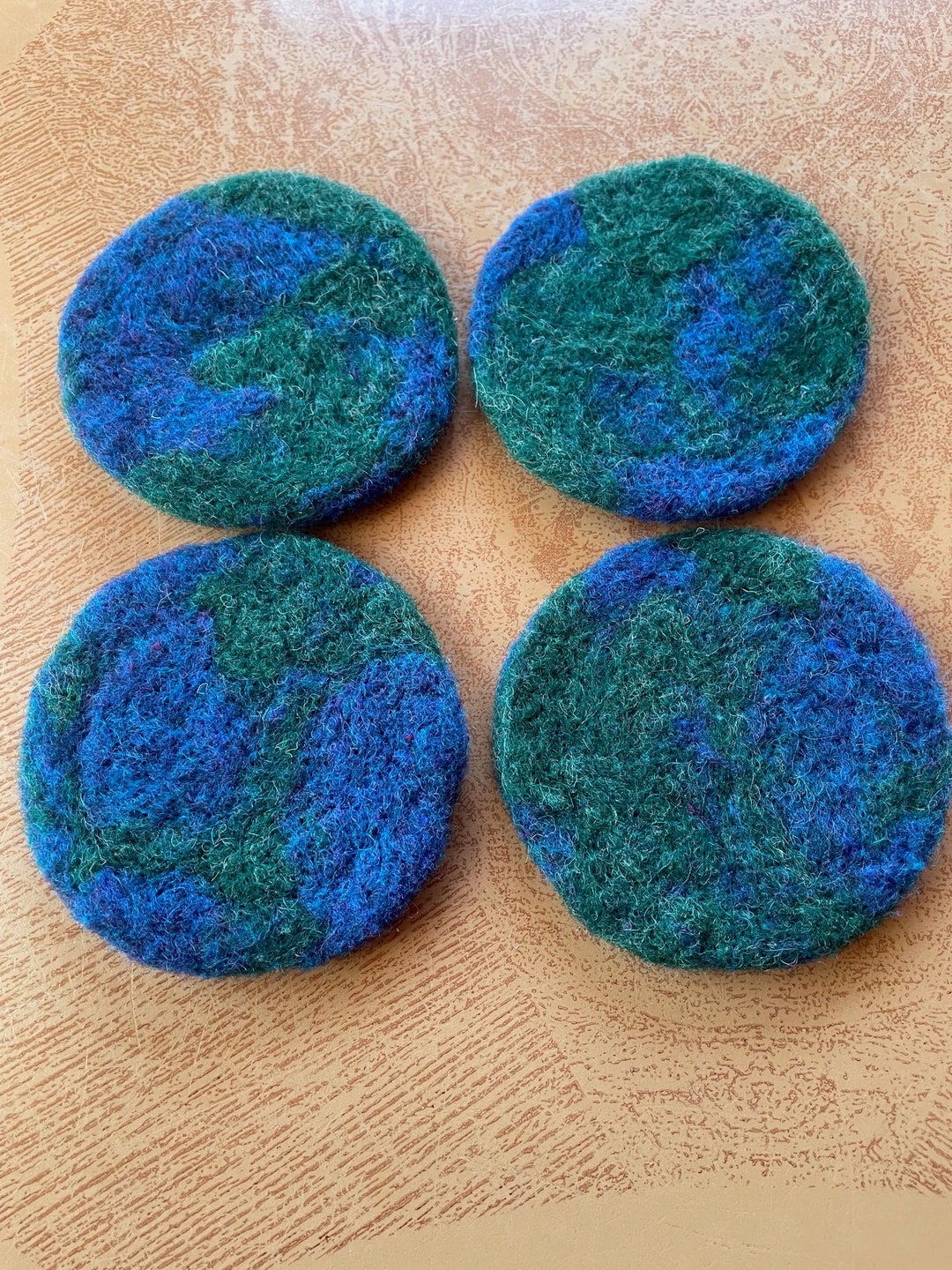 Needle Felt Coasters, Round Coasters, Felt Coasters, Wool Coasters