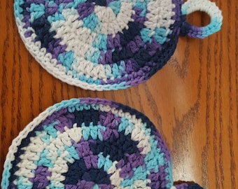 Potholders crochet pot holders kitchen cookware hot pads birthday gift housewarming