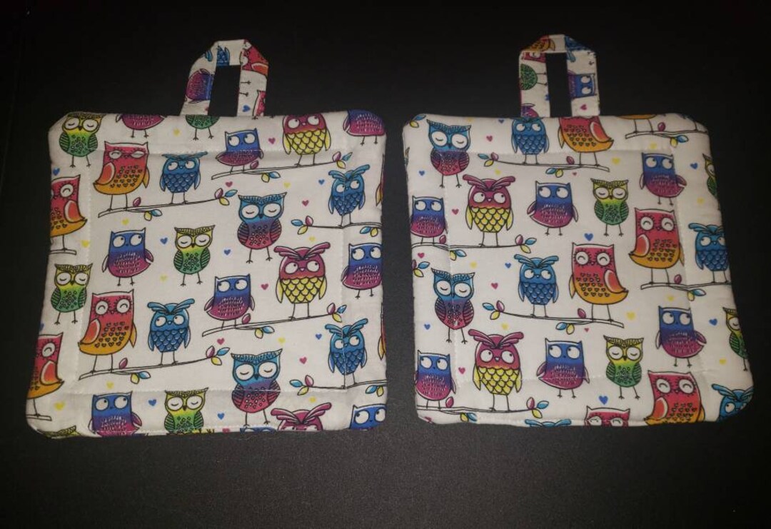 Potholders Owls Double Insulbrite Insulation Cookware Etsy