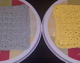 Crocheted dish cloths 2 wash cloths dusting rags handmade dish cloths 100% cotton