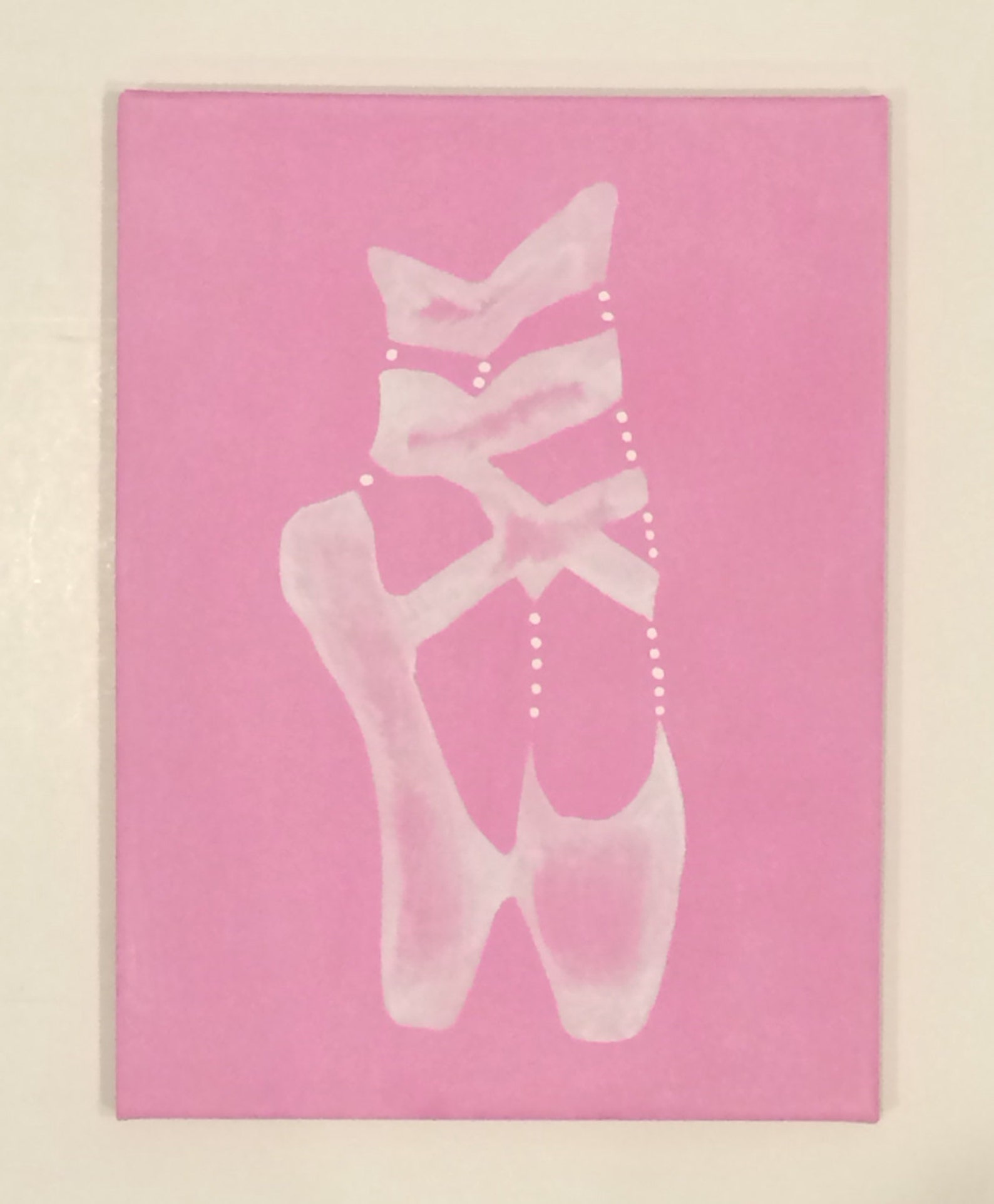 9x12 ballet canvas, ballerina art, ballet shoes art, canvas art, pink girls room, dance art, pointe shoes, ballet art, girls roo