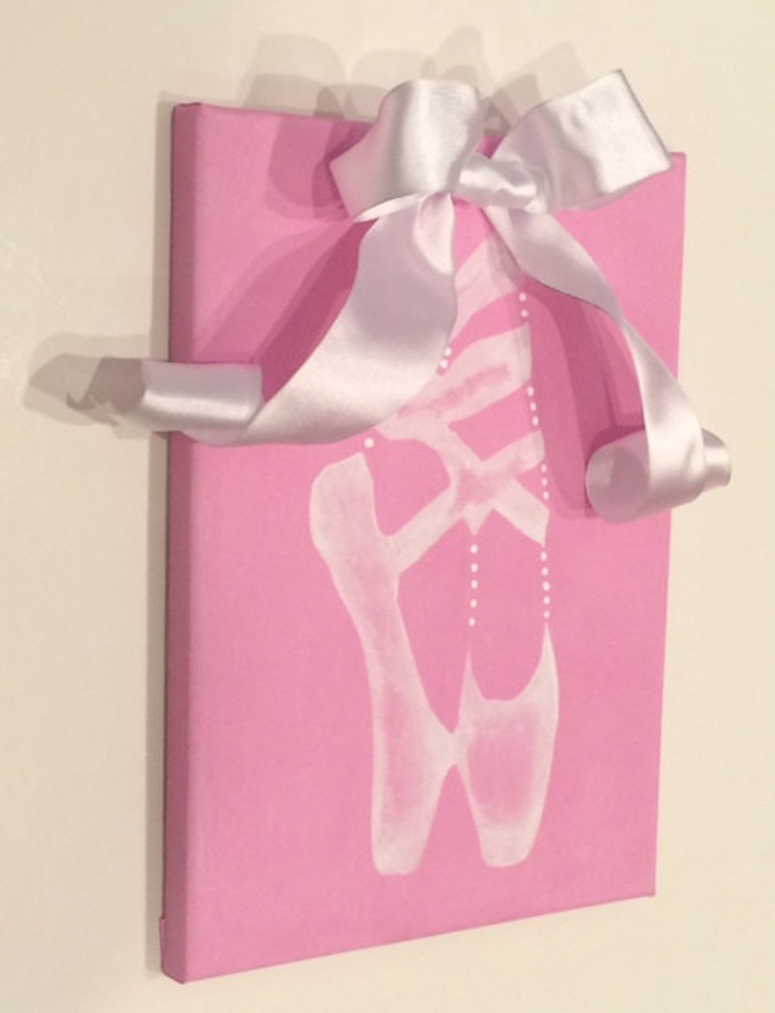 9x12 ballet canvas, ballerina art, ballet shoes art, canvas art, pink girls room, dance art, pointe shoes, ballet art, girls roo
