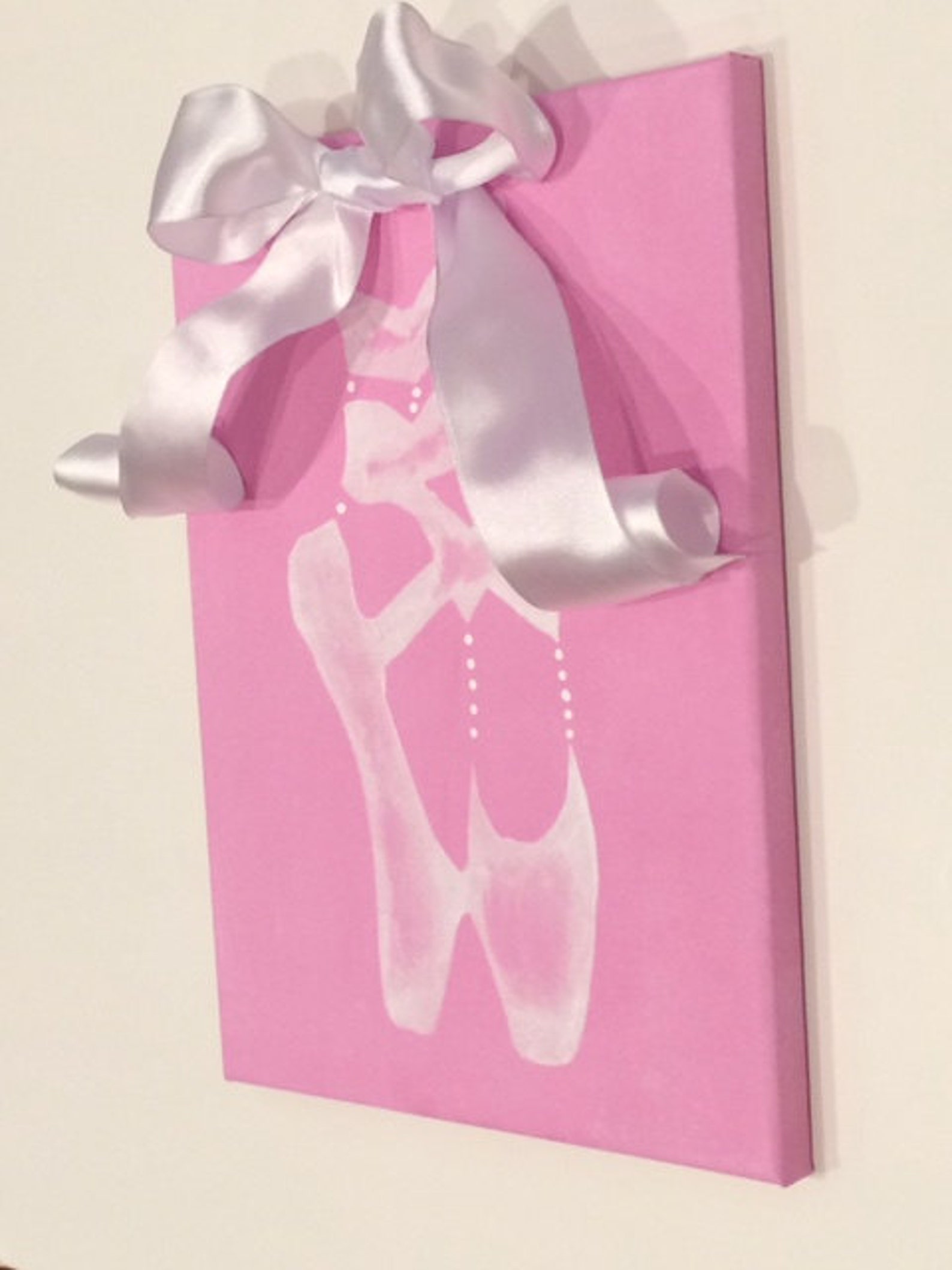 9x12 ballet canvas, ballerina art, ballet shoes art, canvas art, pink girls room, dance art, pointe shoes, ballet art, girls roo