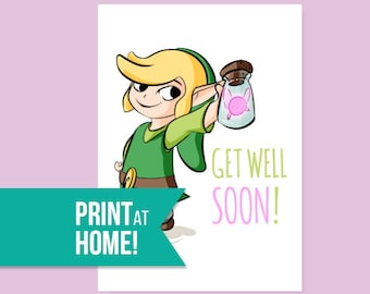 Legend of Zelda Get Well Card | Printable Card | Get Well Soon | Feel Better Card | Speedy Recovery Card | Health Card | Get Well Wishes -DL