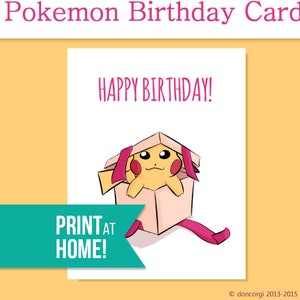 Carte d’anniversaire Pokemon imprimable | | de cartes de jeu vidéo carte d’anniversaire de joueur | | de cartes Pikachu Cadeaux d’anniversaire | Joyeux anniversaire - TÉLÉCHARGEMENT INSTANTANÉ