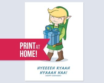 Printable Legend of Zelda Birthday Card | Digital Card | Happy Birthday Card | Gamer Birthday Card | Nintendo Birthday | Nintendo Gift - DL