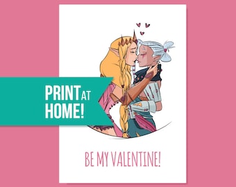 Legend of Zelda Valentine's Card | Be My Valentine | Lesbian Pride | Lesbian Valentine Card | Printable Valentines Card - INSTANT DOWNLOAD