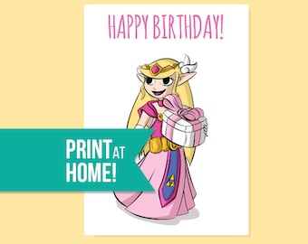 Printable Birthday Card | Legend of Zelda Card | Gamer Birthday Card | Happy Birthday Card | Ocarina of Time - Instant Download