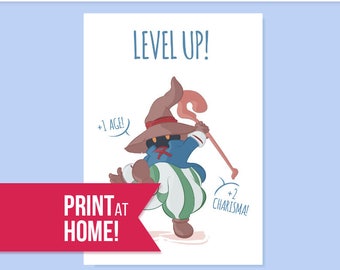 Printable Card | Level Up Birthday Card | Gamer Birthday Card | Final Fantasy Vivi | Digital Card | Final Fantasy Card - INSTANT DOWNLOAD