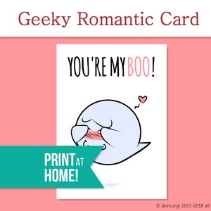Romantische Super Mario Karte | You're My Boo | Valentinstagskarte zum Ausdrucken | Gamer Love Karte | Valentinstagskarte | Druckbare Karte Instant Download
