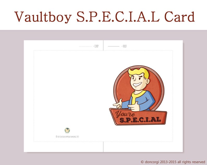 Fallout Printable Card You Are SPECIAL Valentine's Day Card Greeting ...