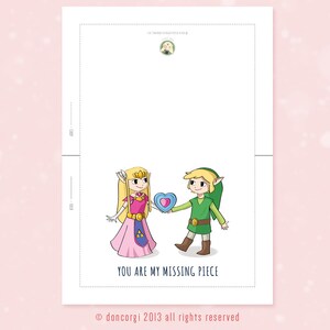 Printable Valentines Card Legend of Zelda Valentine's Card My Missing Piece Printable Card Gamer Love Card INSTANT DOWNLOAD image 3