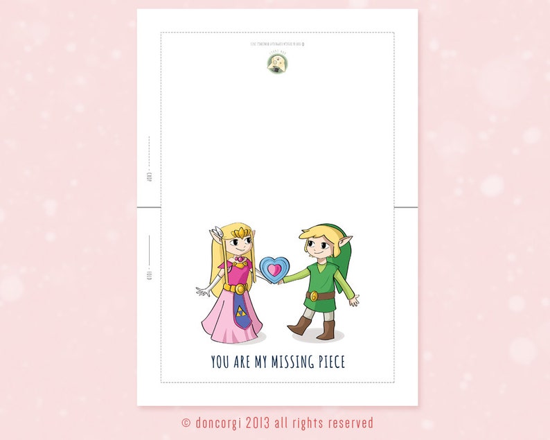 Printable Valentines Card Legend of Zelda Valentine's Card My Missing Piece Printable Card Gamer Love Card INSTANT DOWNLOAD image 3