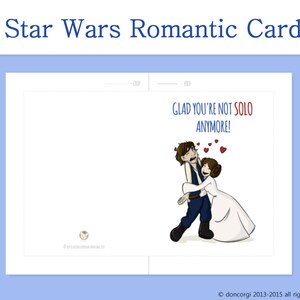 Printable Card Romantic Star Wars Card Glad You're not Solo anymore Star Wars Wedding Card Engagement Card Princess Leia Instant image 3