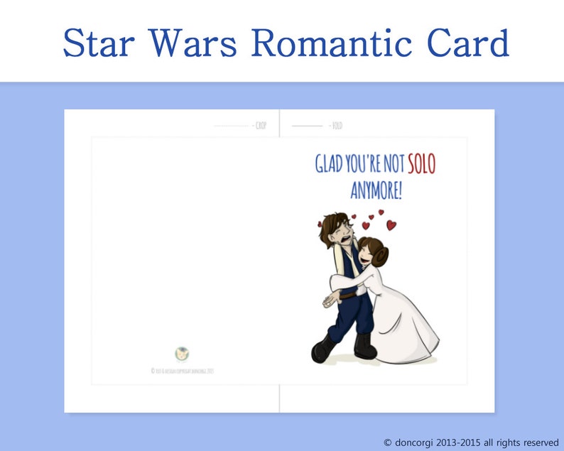 Printable Card Romantic Star Wars Card Glad You're not Solo anymore Star Wars Wedding Card Engagement Card Princess Leia Instant image 3