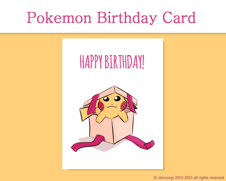Printable Pokemon Birthday Card Video Game Card Gamer Birthday Card