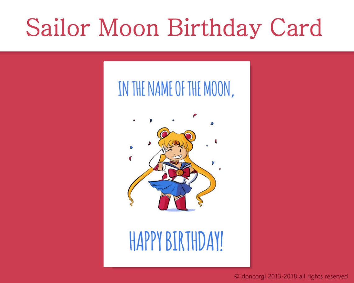 Printable Sailor Moon Birthday Card Greeting Cards Digital Card Sailor