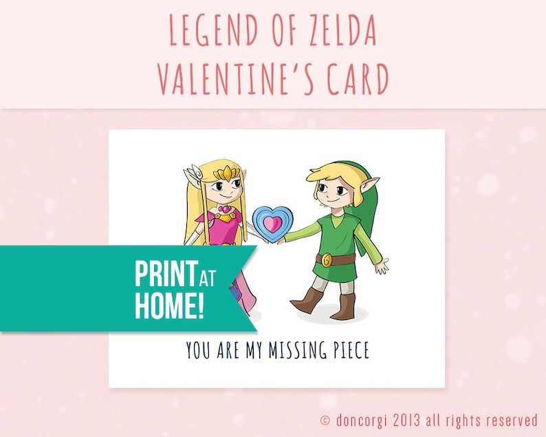 Printable Valentines Card | Legend of Zelda Valentine's Card | My Missing Piece |  Printable Card | Gamer Love Card - INSTANT DOWNLOAD 