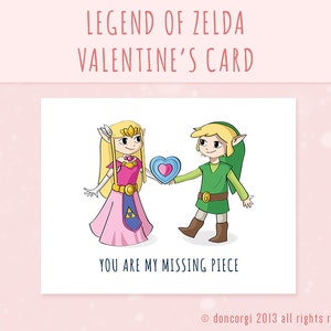 Printable Valentines Card Legend of Zelda Valentine's Card My Missing Piece Printable Card Gamer Love Card INSTANT DOWNLOAD image 2