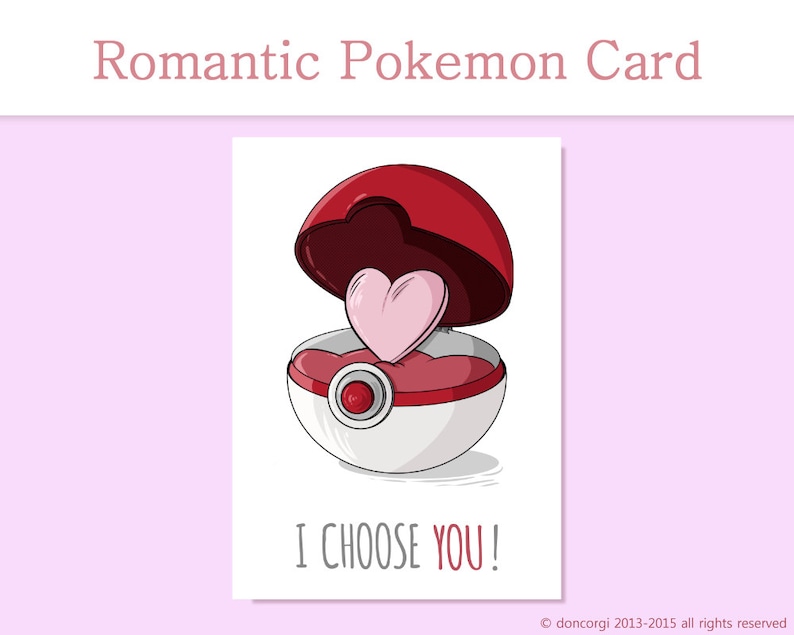 Romantic Pokemon Card I Choose You Printable Valentines Card Pikachu Card Engagement Gift Printable Card INSTANT DOWNLOAD image 2