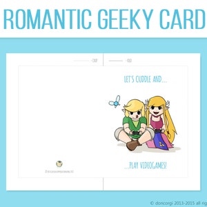 Legend of Zelda Valentine's Card Let's Cuddle Play VideoGames Printable Card Love Card Printable Valentines Card INSTANT DOWNLOAD image 3