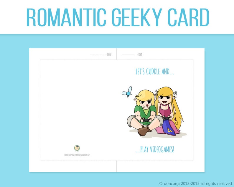 Legend of Zelda Valentine's Card Let's Cuddle Play VideoGames Printable Card Love Card Printable Valentines Card INSTANT DOWNLOAD image 3
