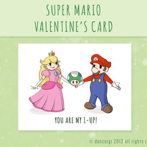 Super Mario Romantic Card Printable Card Super Mario Bros Printable Mario Mario Card Printable Valentines Card INSTANT DOWNLOAD image 2
