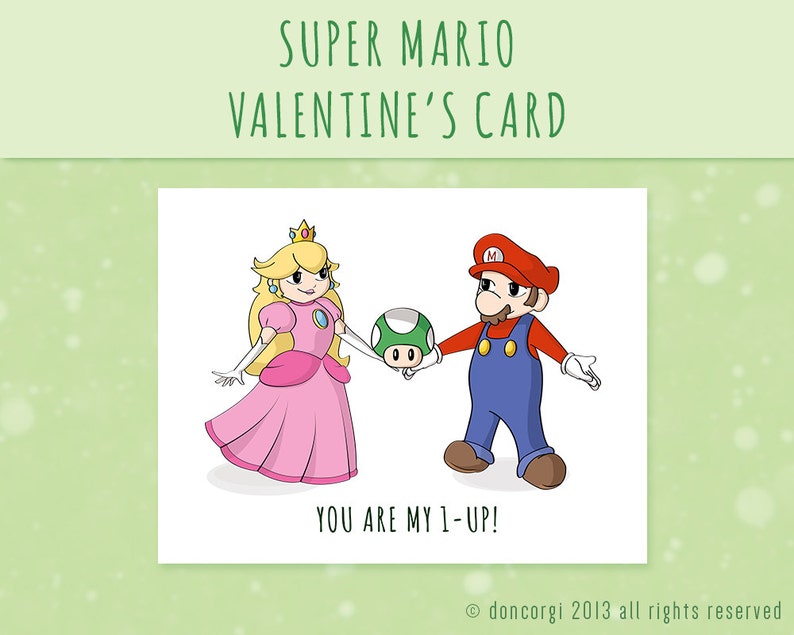 Super Mario Romantic Card Printable Card Super Mario Bros Printable Mario Mario Card Printable Valentines Card INSTANT DOWNLOAD image 2