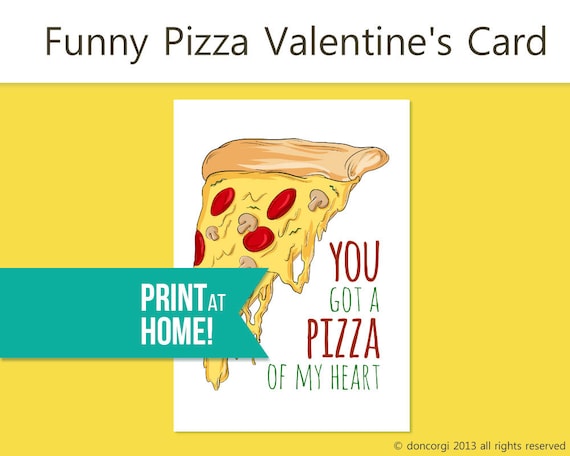 Pizza Of My Heart Printable Card Valentine Day Card Meme Etsy