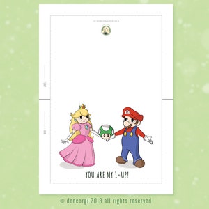 Super Mario Romantic Card Printable Card Super Mario Bros Printable Mario Mario Card Printable Valentines Card INSTANT DOWNLOAD image 3