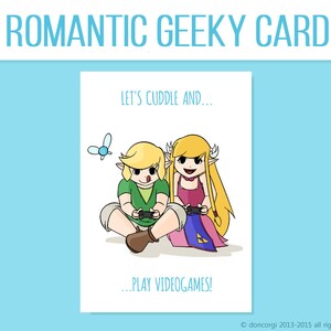 Legend of Zelda Valentine's Card Let's Cuddle Play VideoGames Printable Card Love Card Printable Valentines Card INSTANT DOWNLOAD image 2