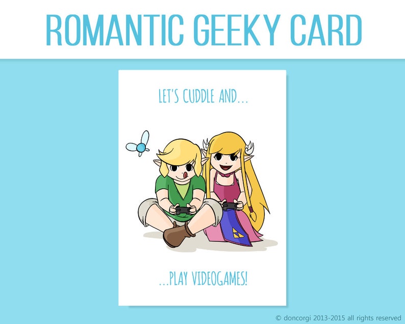 Legend of Zelda Valentine's Card Let's Cuddle Play VideoGames Printable Card Love Card Printable Valentines Card INSTANT DOWNLOAD image 2