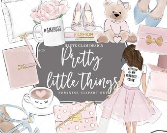 Pretty Little Things digitale illustraties mode-illustraties Tule rok meisje vrouwelijk chique planner strikken hakken mode boeken, 21 png-illustraties