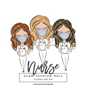 Download Medical Girl Clipart Glam Nurse Fashion Doll Two Skin Tones Etsy