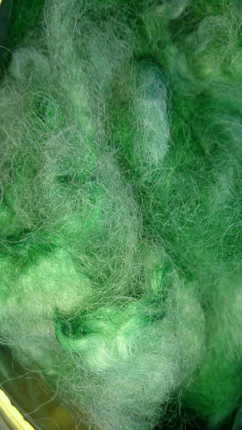 Soft alpaca fleece, yellow, peachy, red, pink, purple, blue, turquoise, green for needle felting, wet felting, spinning, DIY craft wool. image 8