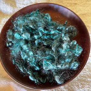 Mohair curls, dark teal blue locks, for doll's hair, needle felting, wet felting, spinning, DIY crafts. Hand-dyed by Soft Senses Yarn. image 1