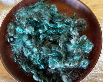 Mohair curls, dark teal blue locks, for doll's hair, needle felting, wet felting, spinning, DIY crafts. Hand-dyed by Soft Senses Yarn.